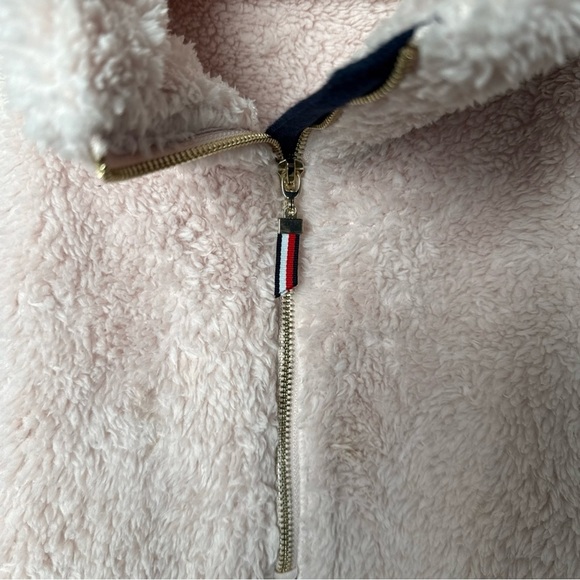 Tommy Hilfiger Women’s Baby Pink Faux Fur Zip Pullover Jacket Size L - Picture 5 of 11